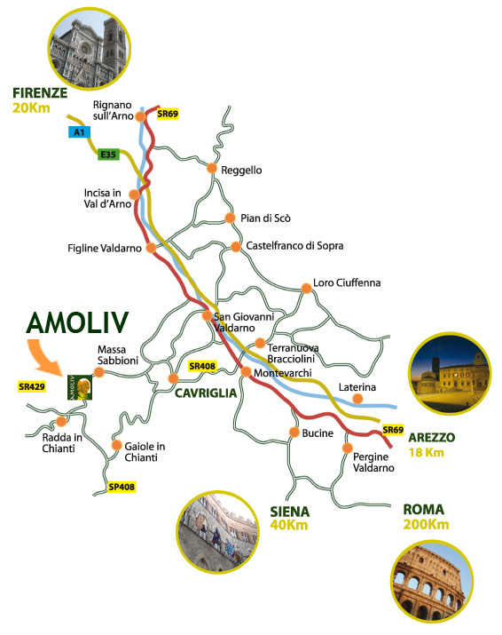 Amoliv - Logeren bij Landgenoten in Toscane - Ligging